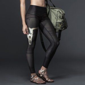 TEEKI Deer Skull Printed Green/Black Leggings